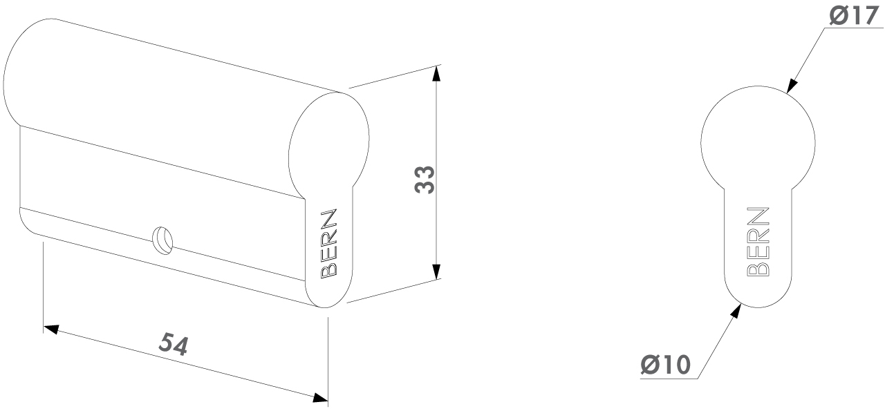 Slepá cylindrická vložka EURO 54 mm, niklová
