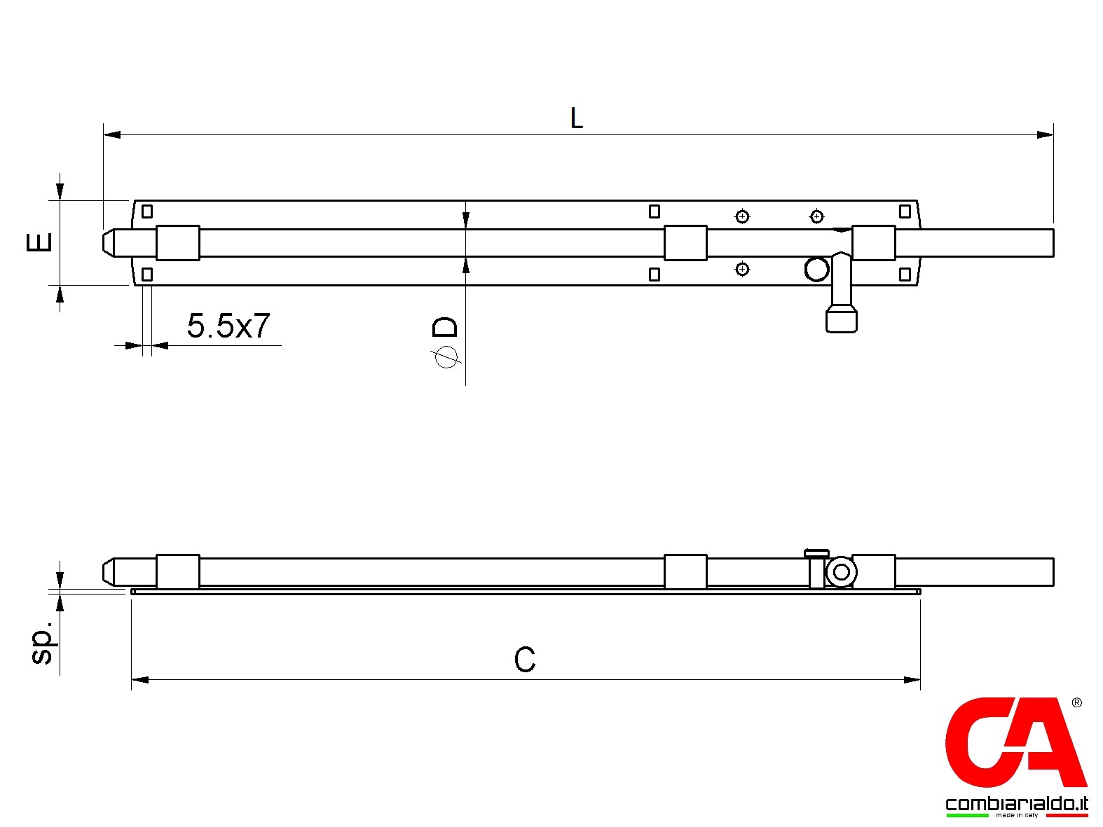 Rígeľ ø 16 mm, L = 560 mm