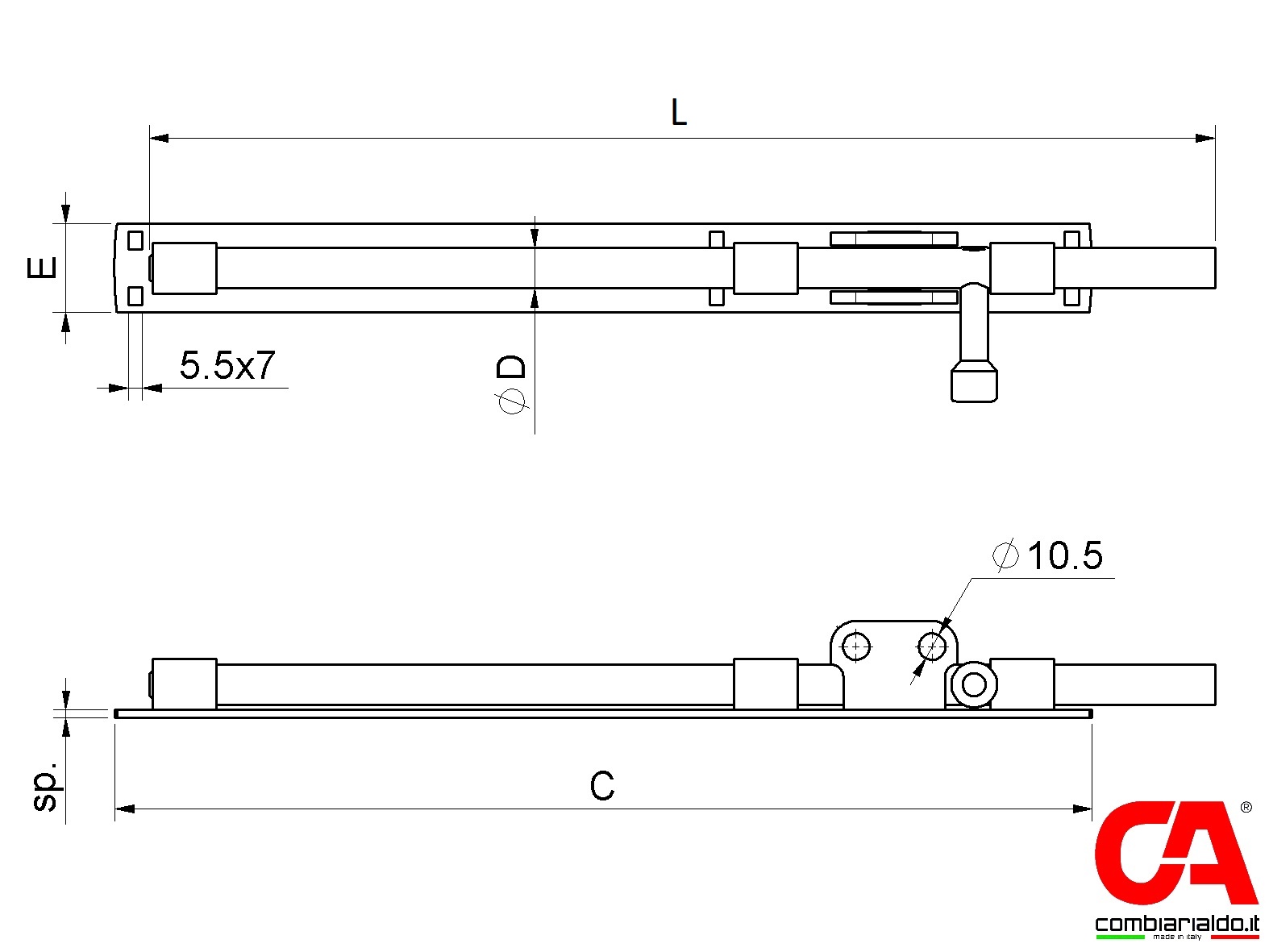 Rígeľ ø 16 mm, L = 420 mm