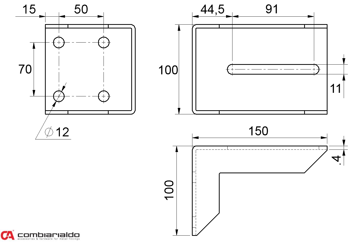 Držiak 100 x 100 x 150 mm pre doraz samonosnej brány