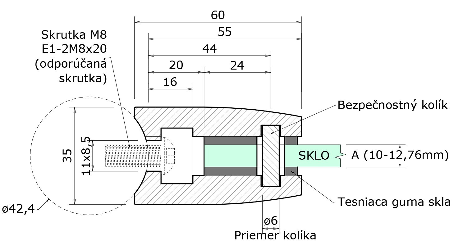 DOPREDAJ Svorka skla na trubku, sklo 10 - 12,76 mm, AISI 304