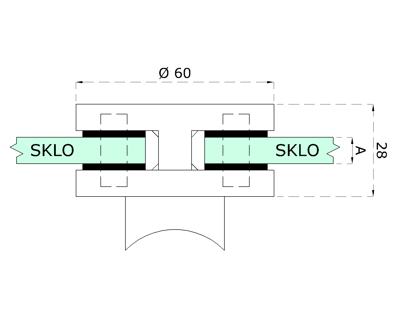 DOPREDAJ Svorka skla na trubku, sklo 8 - 12 mm, AISI 304