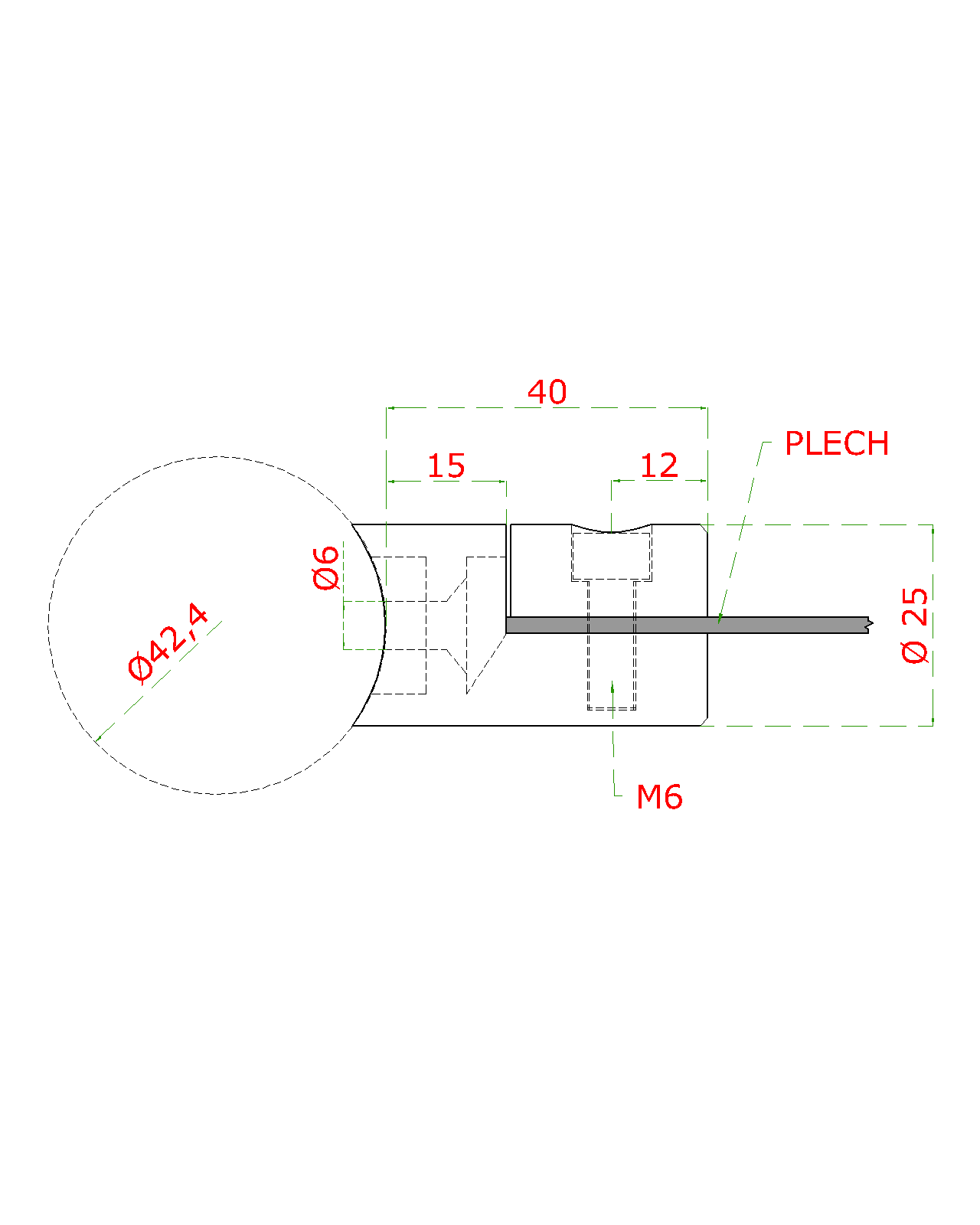 Svorka pre plech 1,5 - 2,5 mm na trubku o 42,4 mm, AISI 304