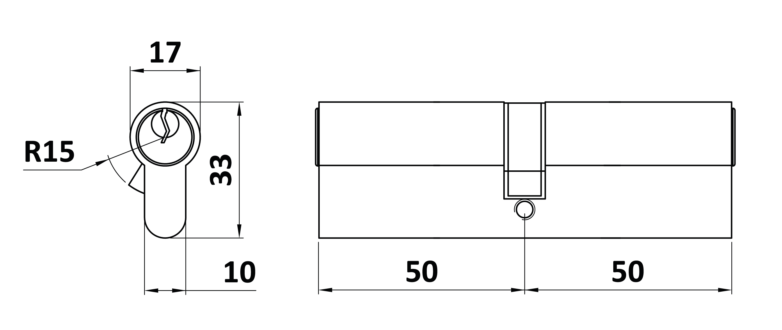 Cylindrická vložka EURO 50/50 mm, mosadzná, 3 kľúče