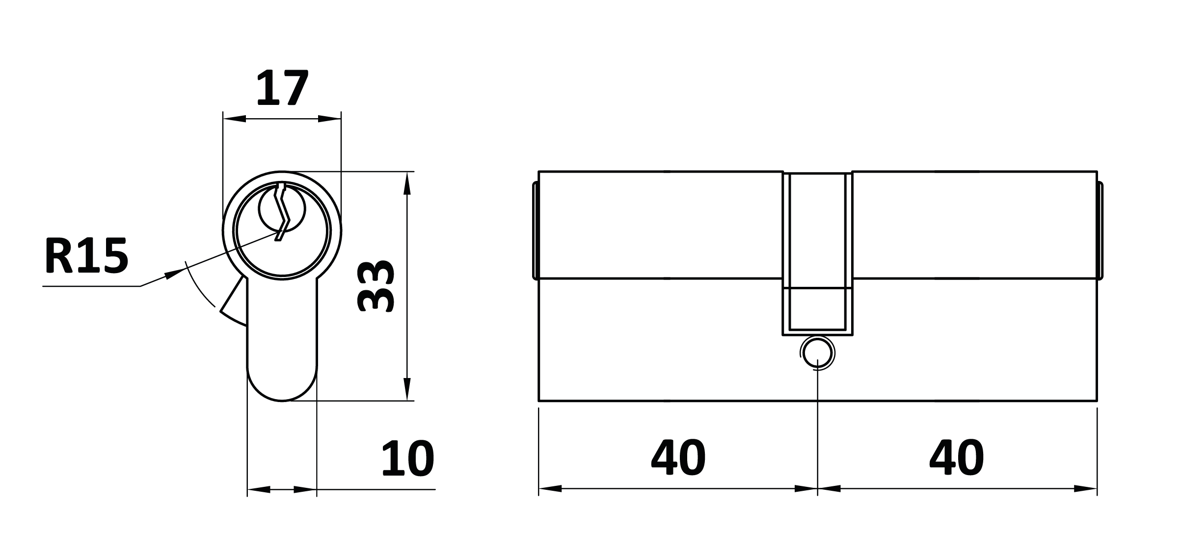 Cylindrická vložka EURO 40/40 mm, mosadzná, 3 kľúče