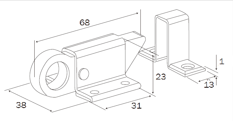 Rígeľ univerzálny L = 68 mm, biely zinok