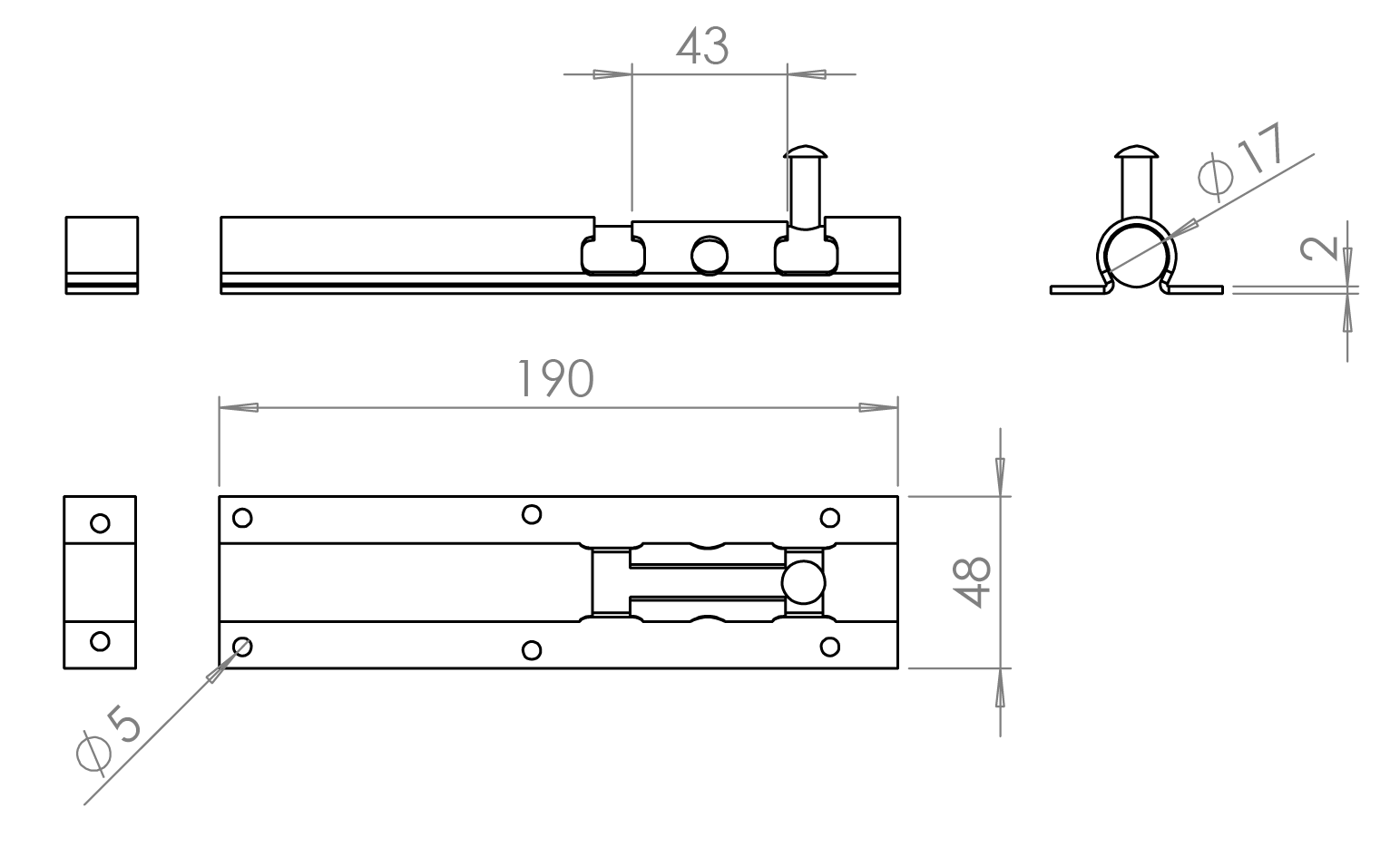 Rígeľ ø 17,5 mm, L = 172 mm, pozinkovaný