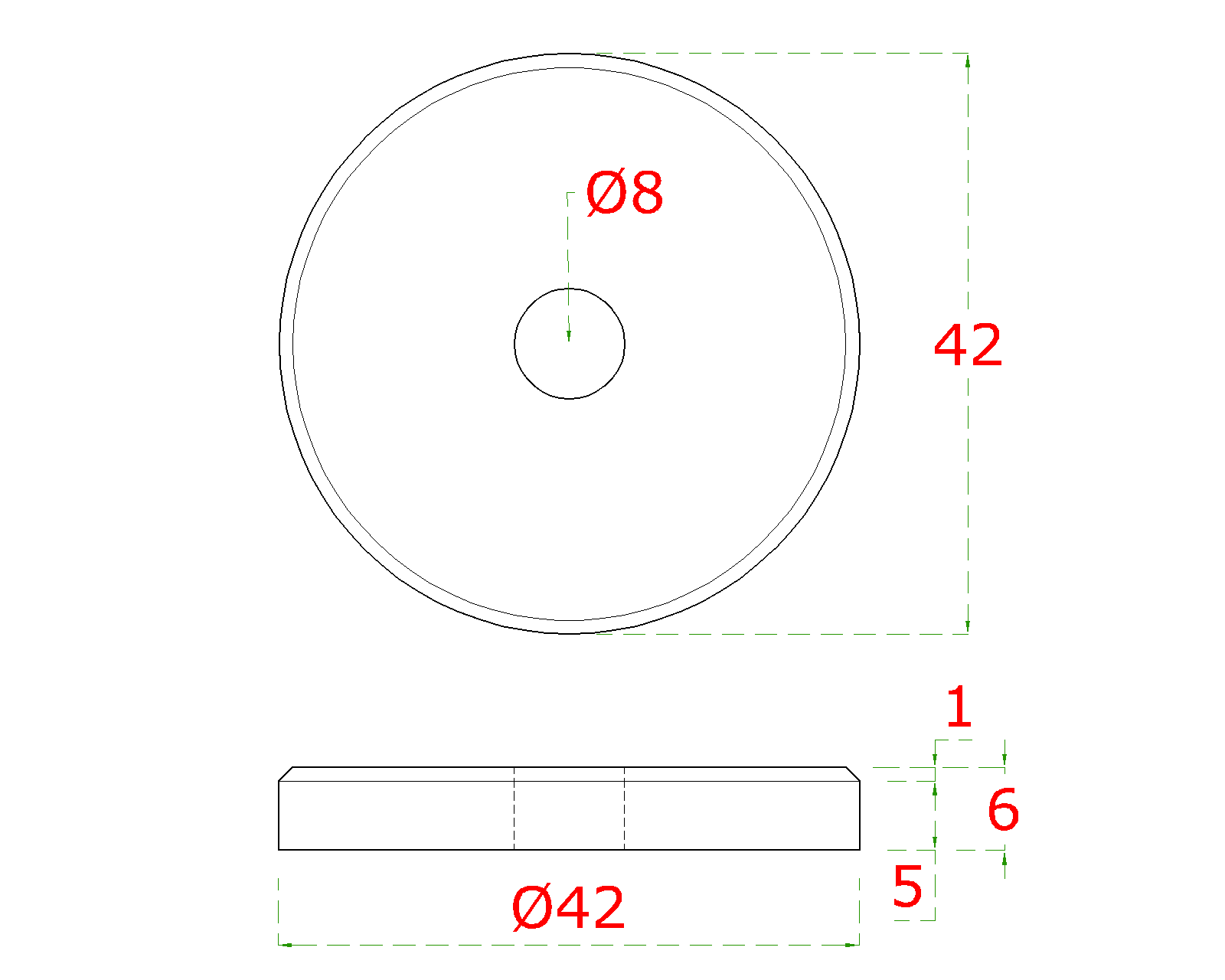 Podložka horná ø 42 x 6 mm, brúsená nerez AISI 304