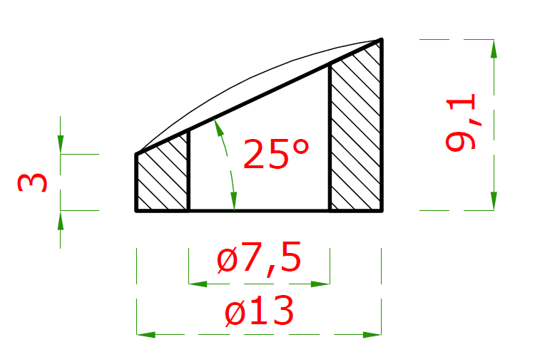 Podložka na trubku ø 42,4 mm, uhol 25°, brúsená AISI 304
