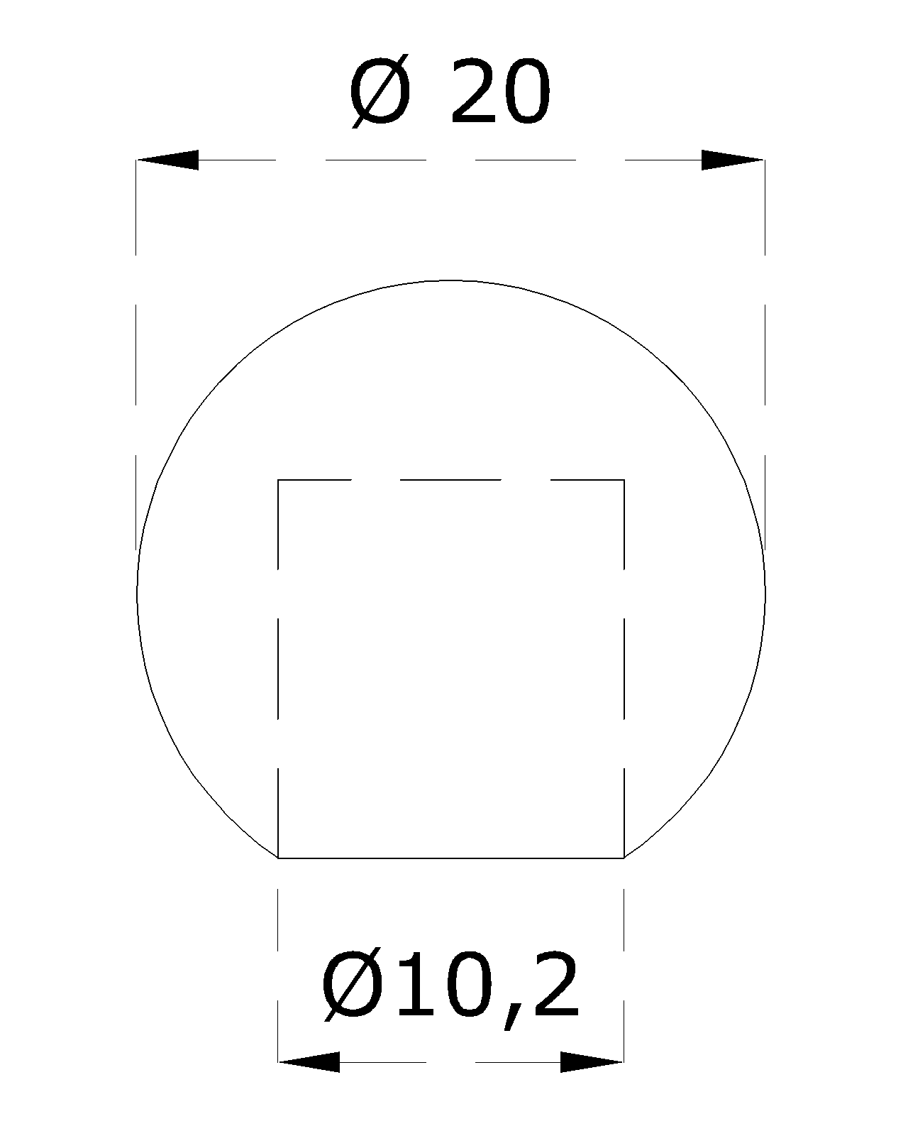 Guľa koncová ø 20 mm na trubku ø 10 mm, brúsená AISI 304