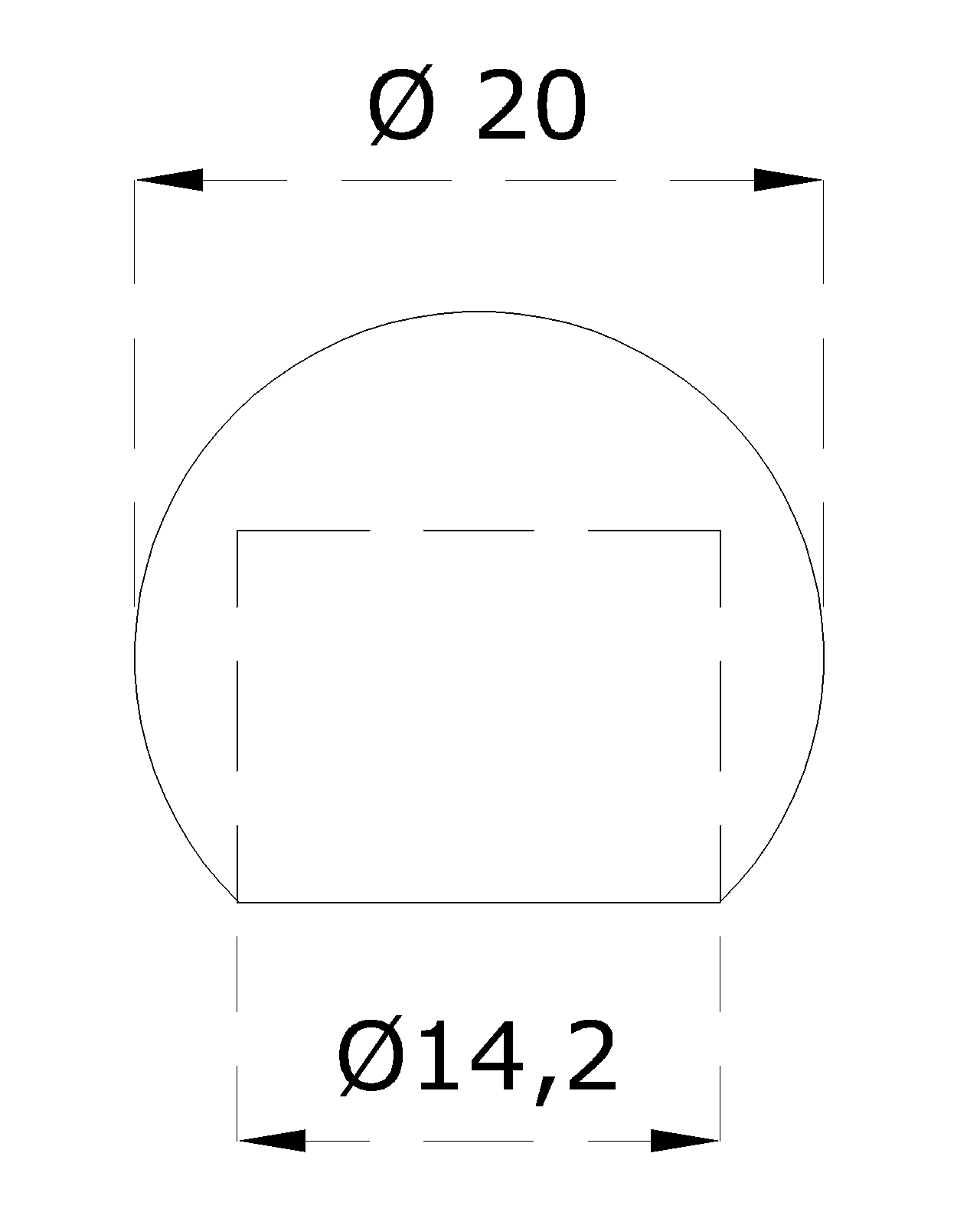 Guľa koncová ø 20 mm na trubku ø 14 mm, brúsená AISI 304