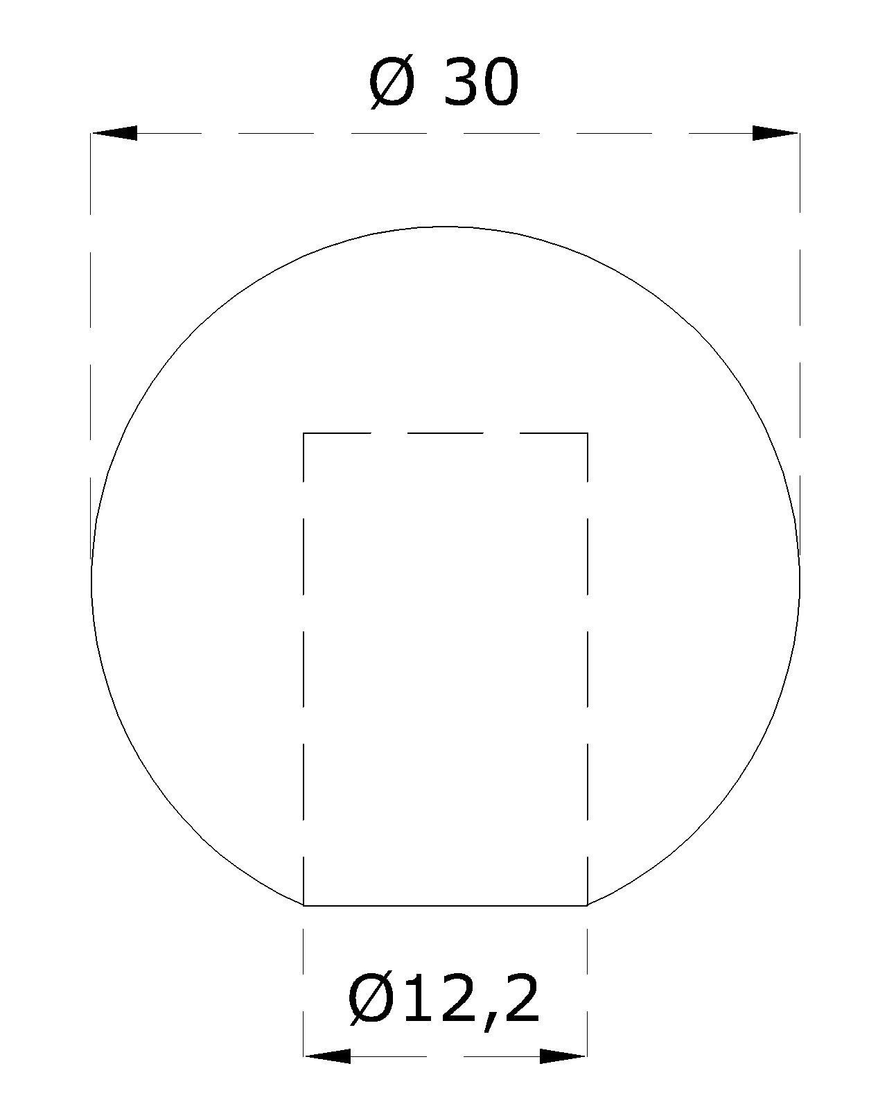 Guľa koncová ø 30 mm na trubku ø 12 mm, brúsená AISI 304