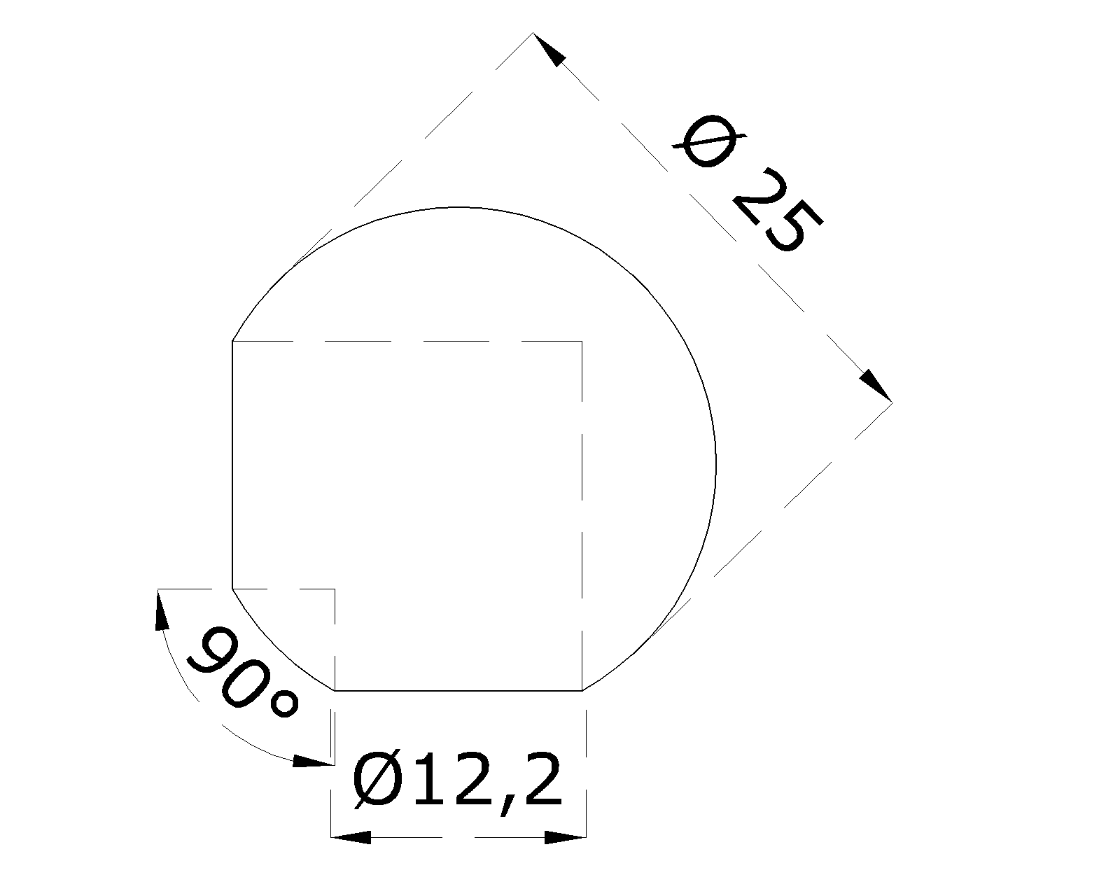 Guľa rohová ø 25 mm na trubku ø 12 mm, brúsená AISI 304