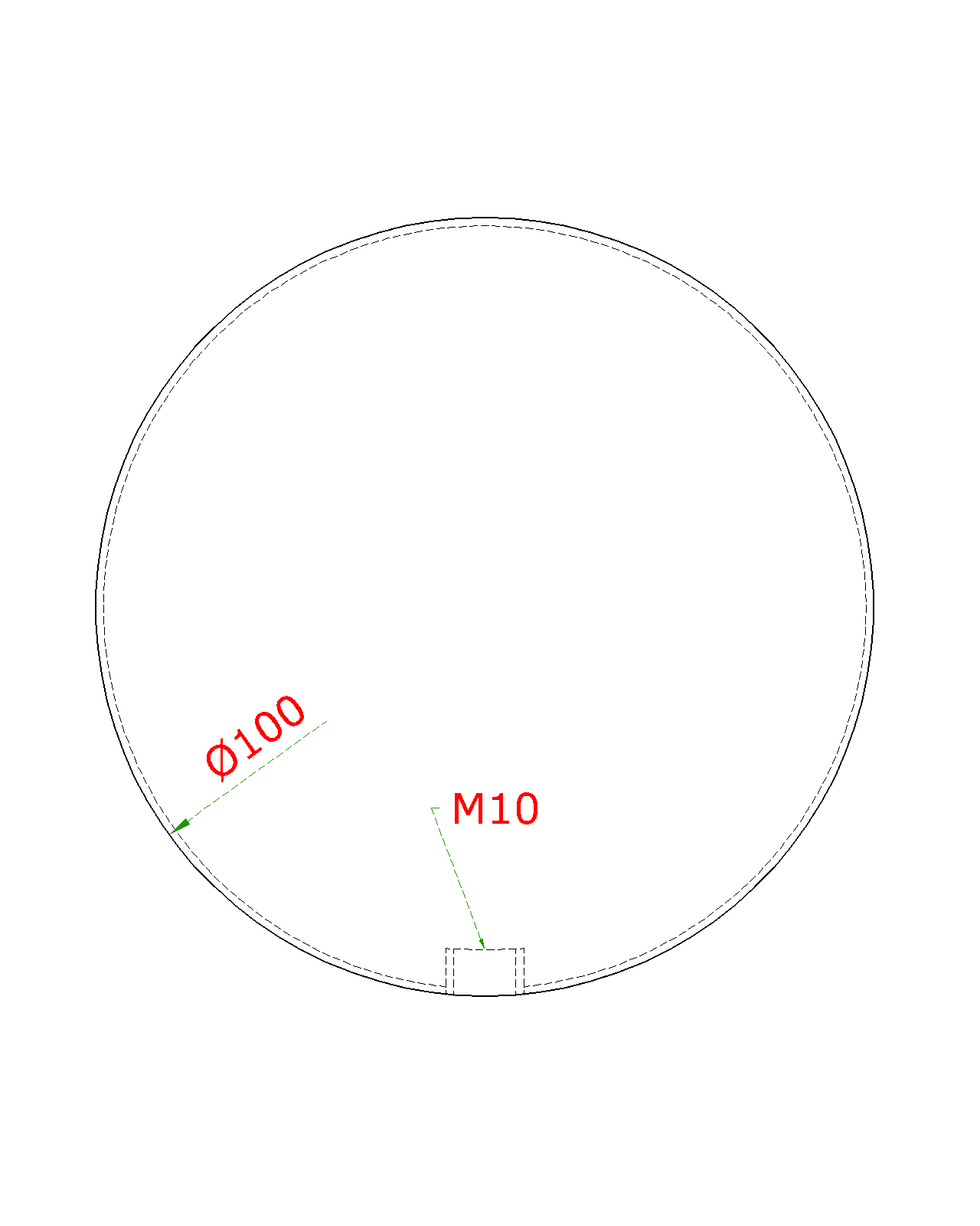 Guľa dutá so závitom M10 / ø 100 mm, brúsená nerez AISI 304