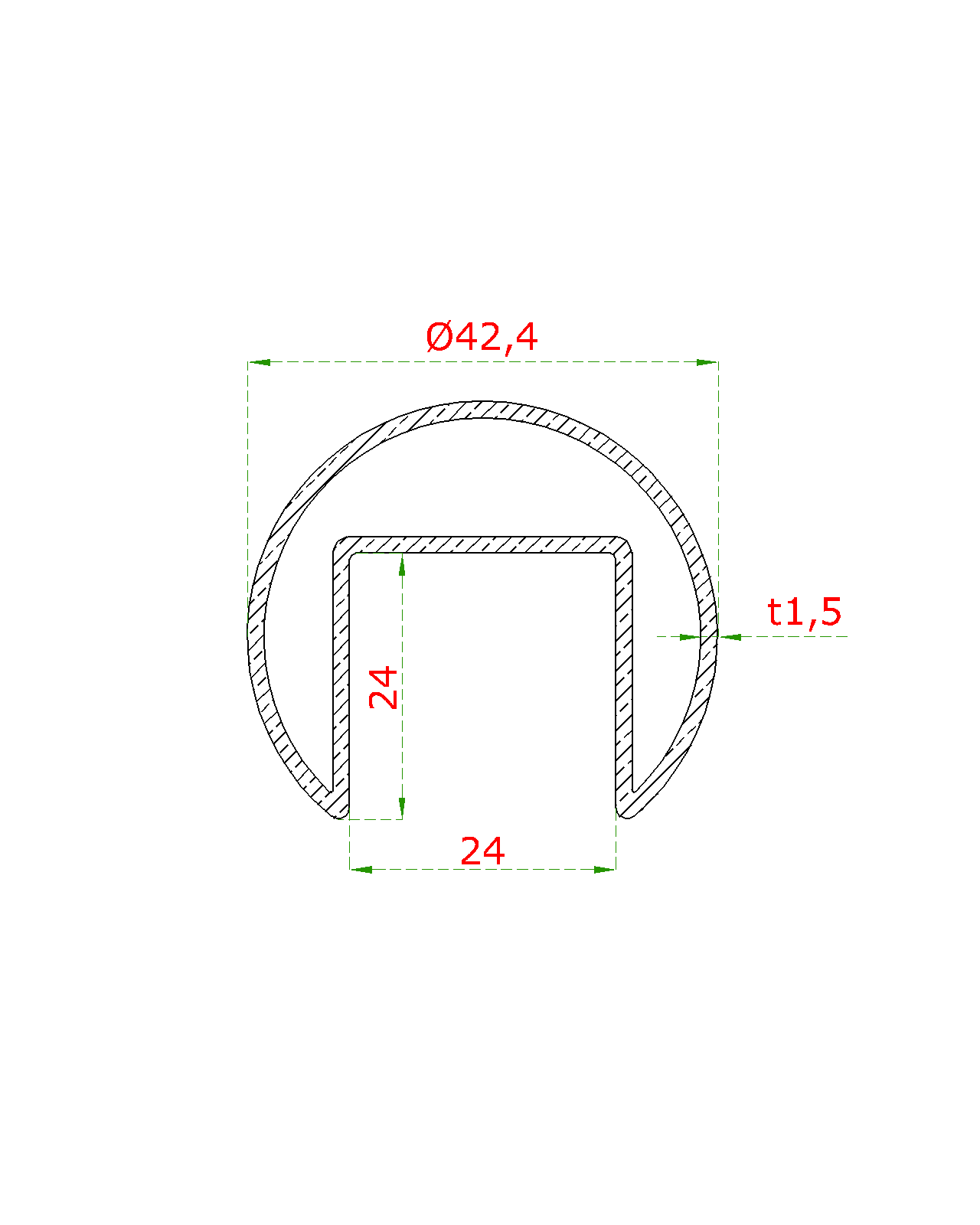 Madlo ø 42,4 x 2000 mm, sklo 8 - 17,5 mm, brúsená AISI 304