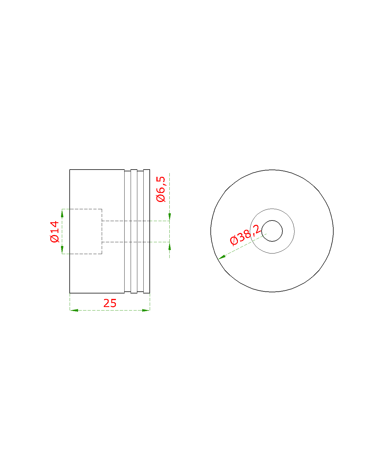 Adaptér pre spojky ø 42 mm na drevené madlo EDB-S, nylón