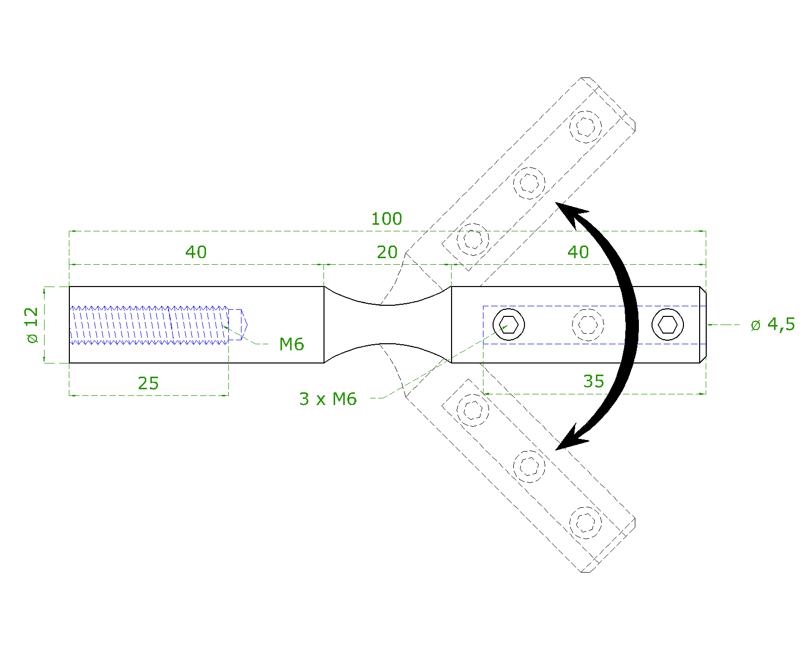 Úchyt pre lanko ø 4 mm, L = 100 mm, brúsená nerez AISI 304