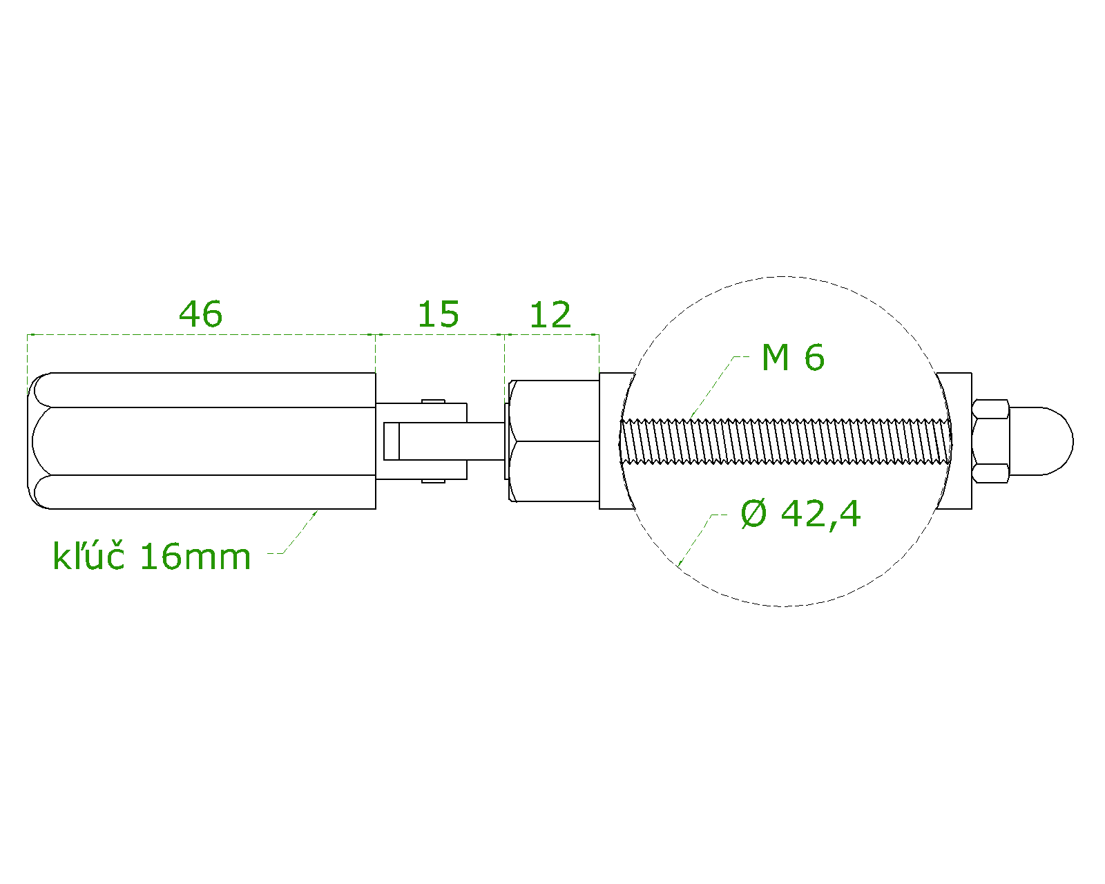 Úchyt pre lanko ø 4 mm na trubku ø 42,4 mm, brúsená AISI 304