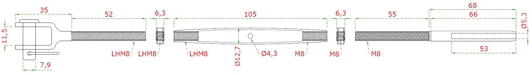 Šponovák (lepiaci) pre lanko ø 5 mm, brúsená AISI 304