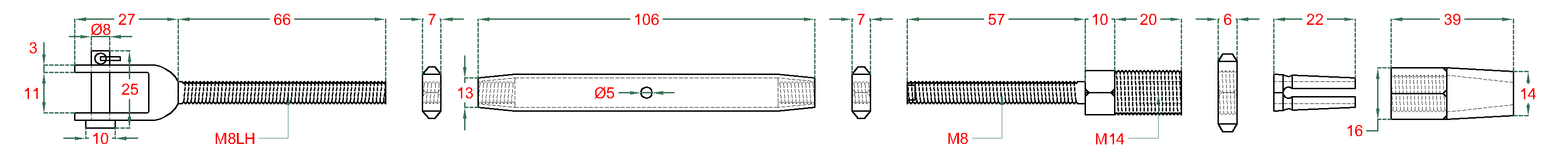 Úchyt, šponovák pre nerezové lanko ø 5 mm, AISI 304