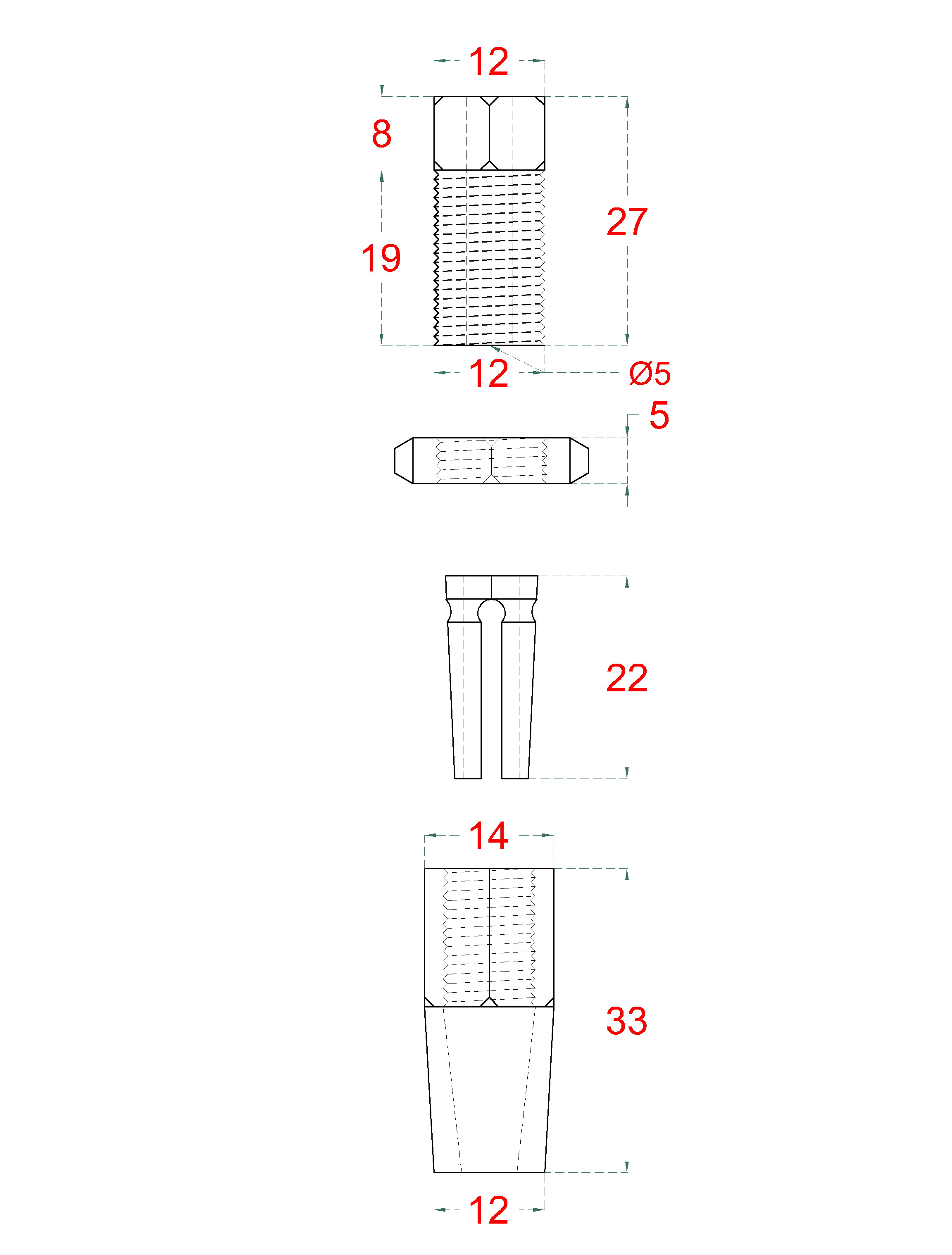 Úchyt pre lanko ø 4 mm, závit M6, brúsená nerez AISI 304