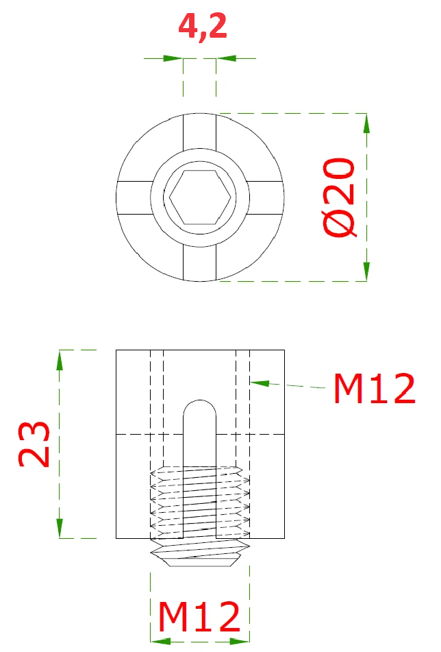 Úchyt pre lanko ø 4 mm, so zadným závitom M12