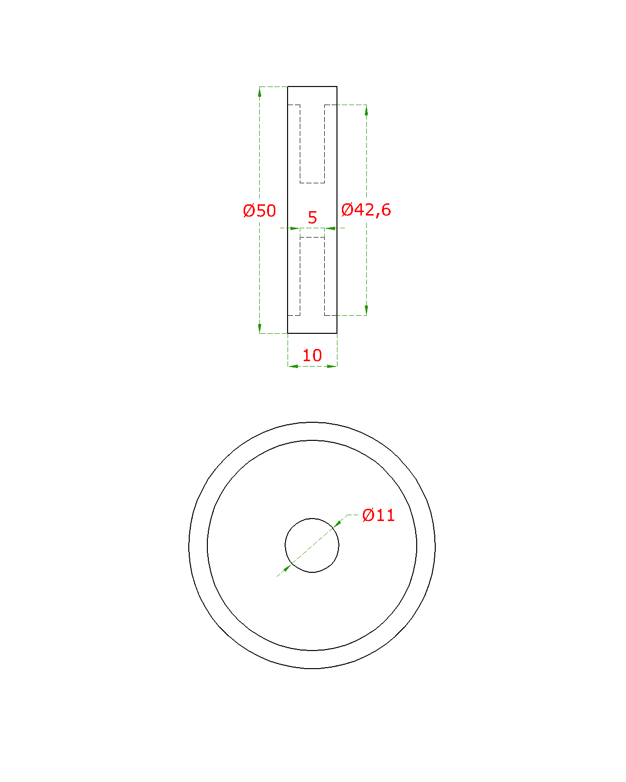 Prechod - prstenec, na drevené madlo ø 42,4 mm, AISI 304