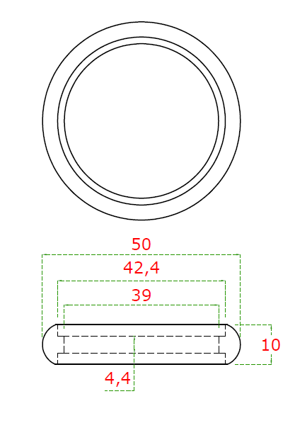 Prechod - prstenec, na drevené madlo ø 42,4 mm, AISI 304