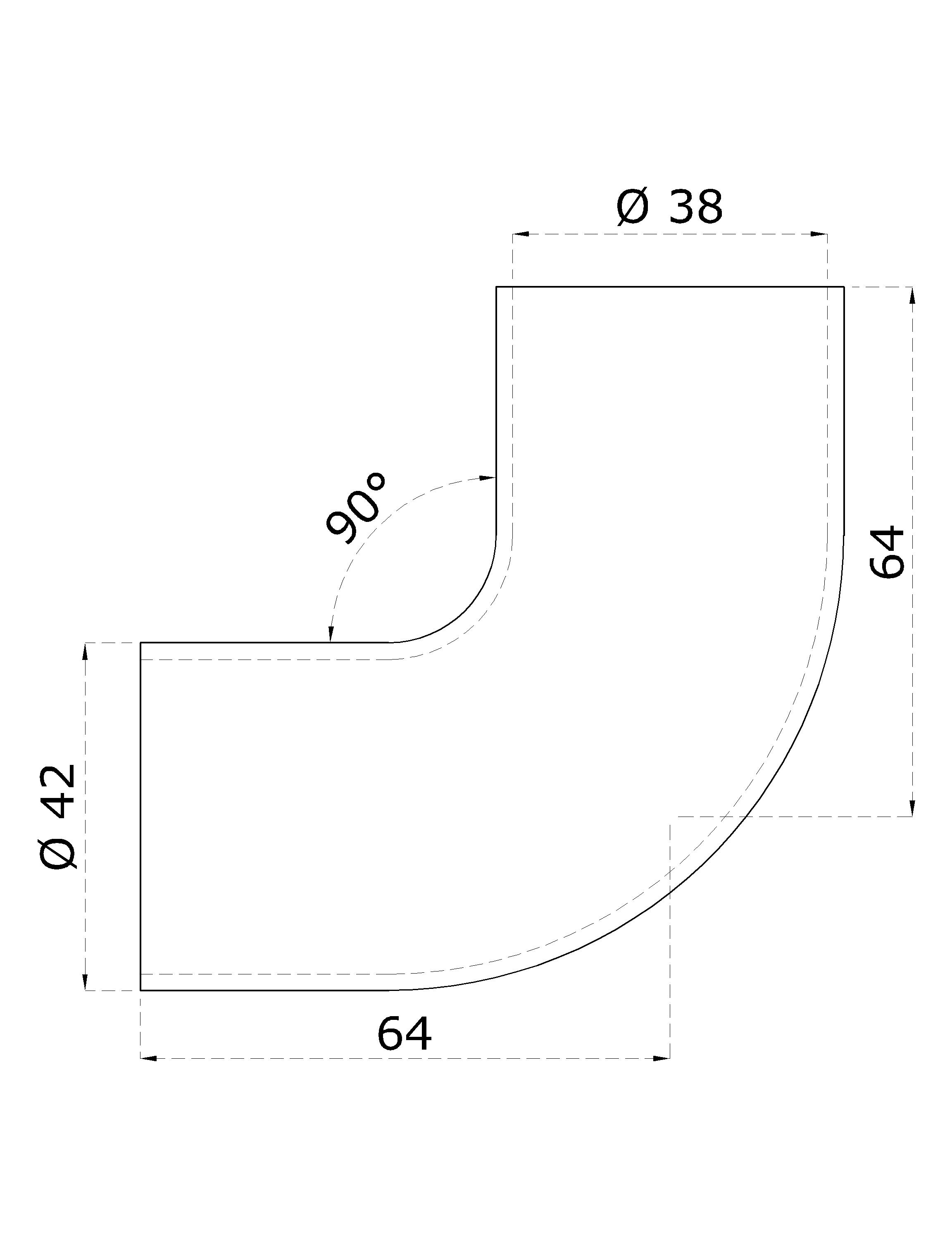 Spojovací oblúk s medzikusmi ø 42 mm, brúsená AISI 304
