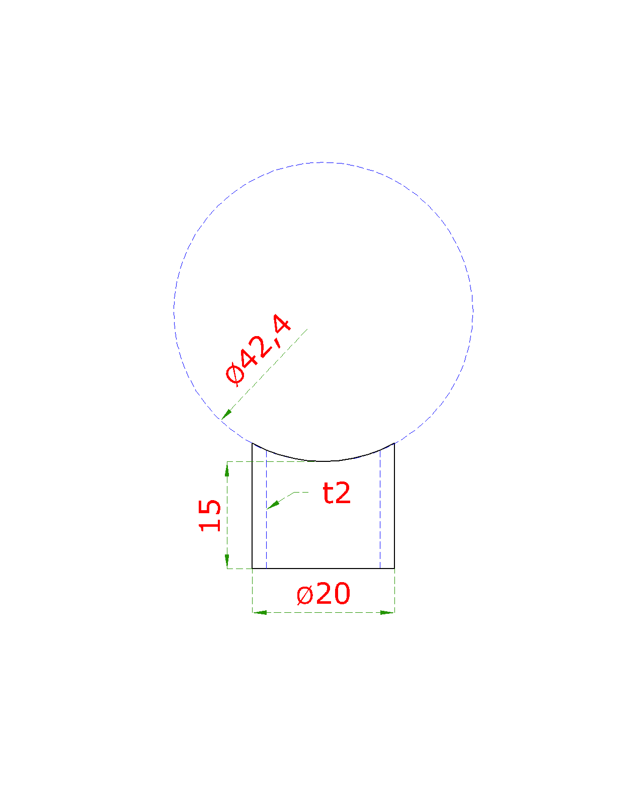 Prechod medzi stĺpom ø 42,4 mm a platňou, L = 15 mm