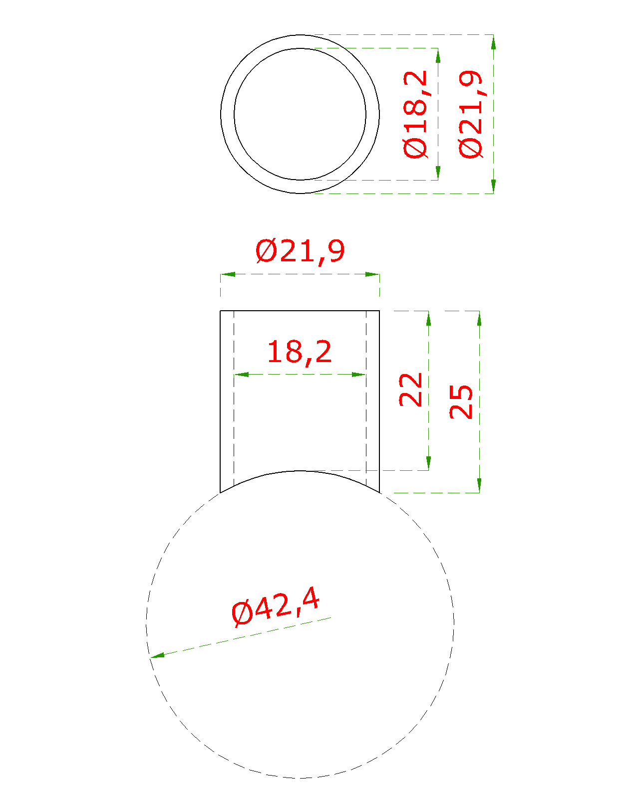 DOPREDAJ Prechod medzi stĺpom ø 42,4 mm a platňou, L = 22 mm