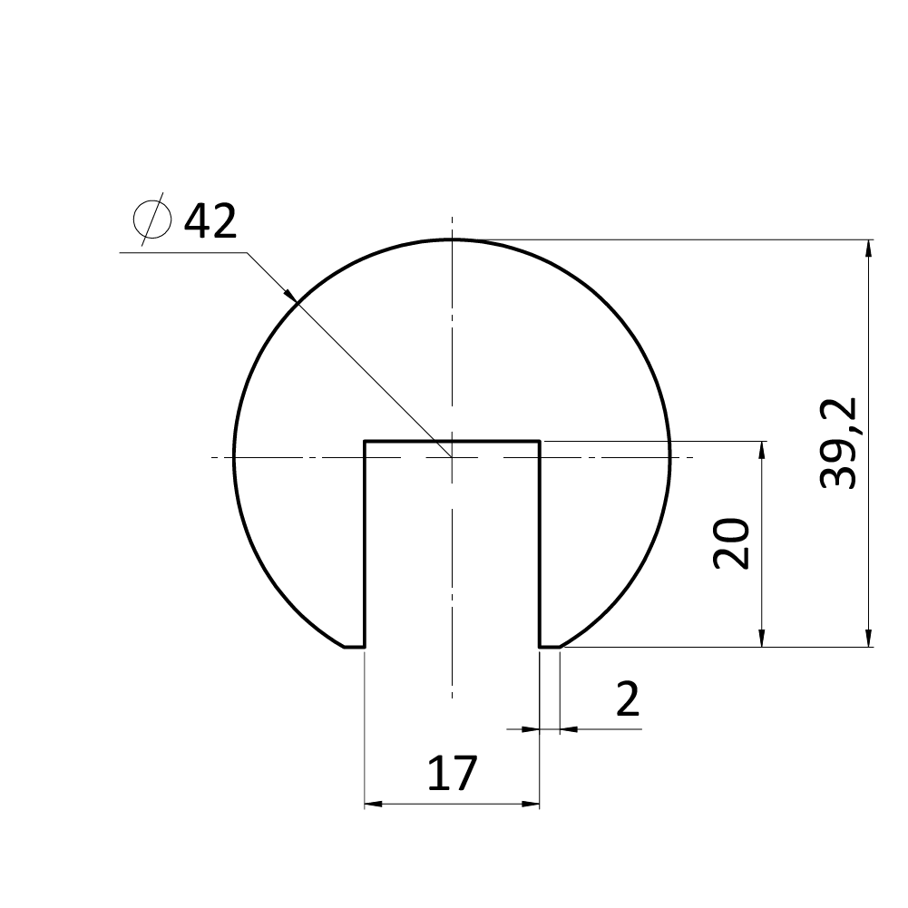 Drevený profil ø 42 x 3000 mm (17 x 20 mm), brúsený buk
