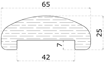 Drevený profil ø 65 x 25 x 3000 mm, buk, brúsený bez náteru