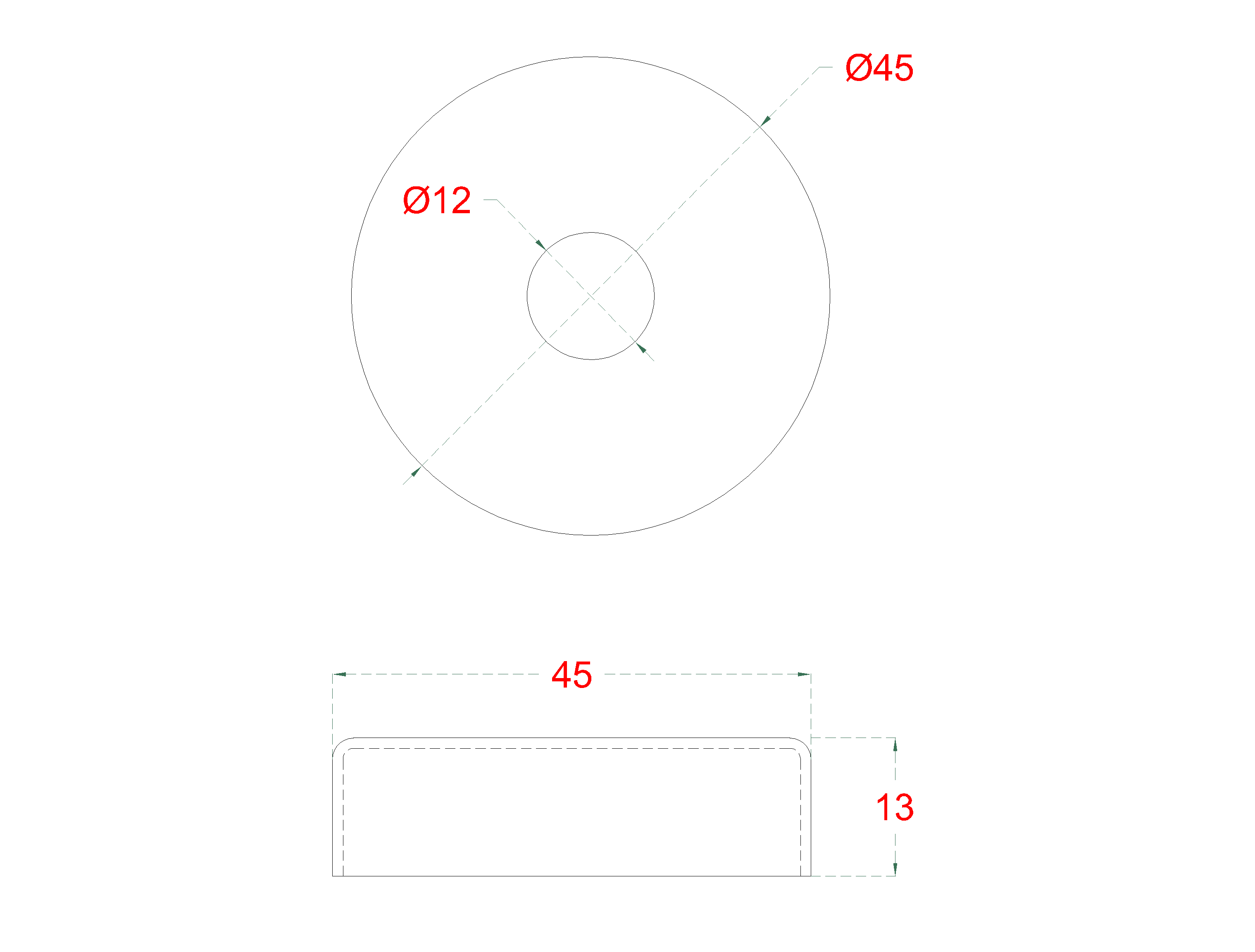 Kryt ø 45 mm na trubku ø 12 mm, leštená nerez AISI 304
