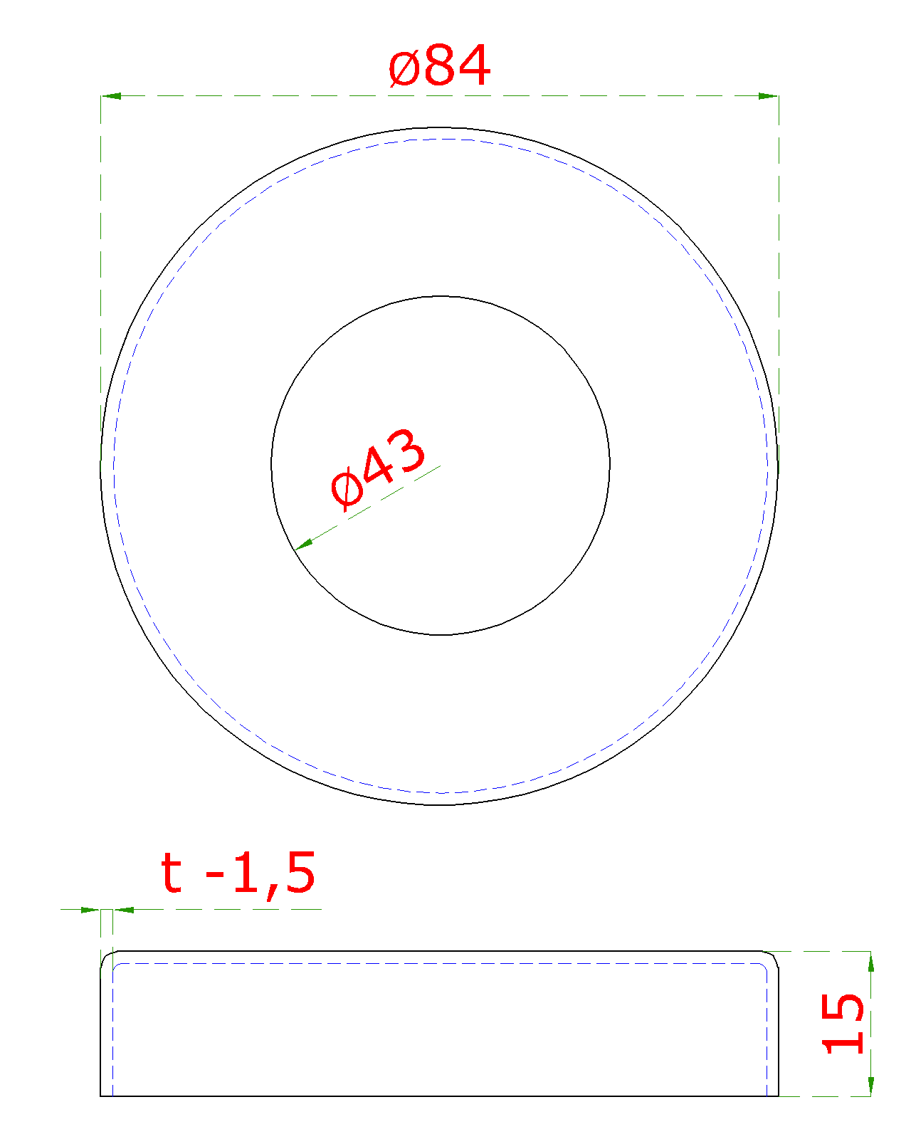Kryt príruby ø 84 mm na trubku ø 42,4 mm, leštená AISI 304