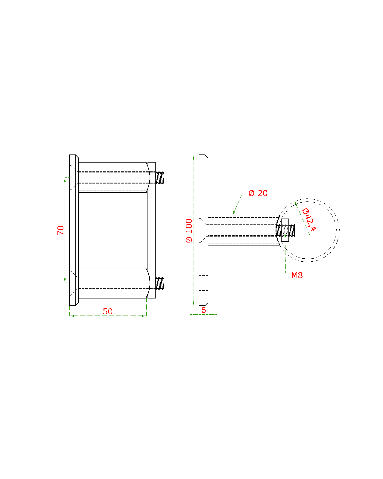 Úchyt na bočné kotvenie ø 100 mm, leštená AISI 304