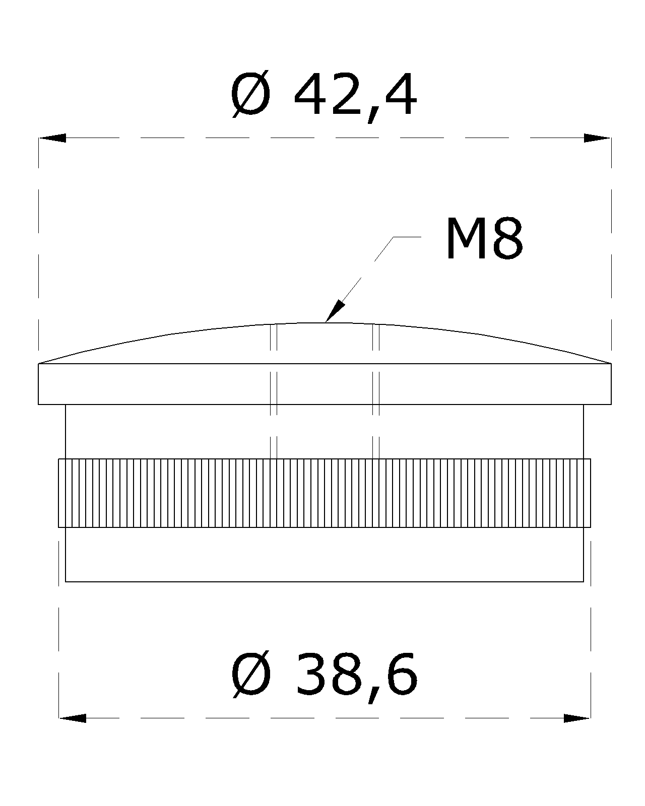 Spodok držiaka madla na trubku ø 42,4 mm, leštená AISI 304