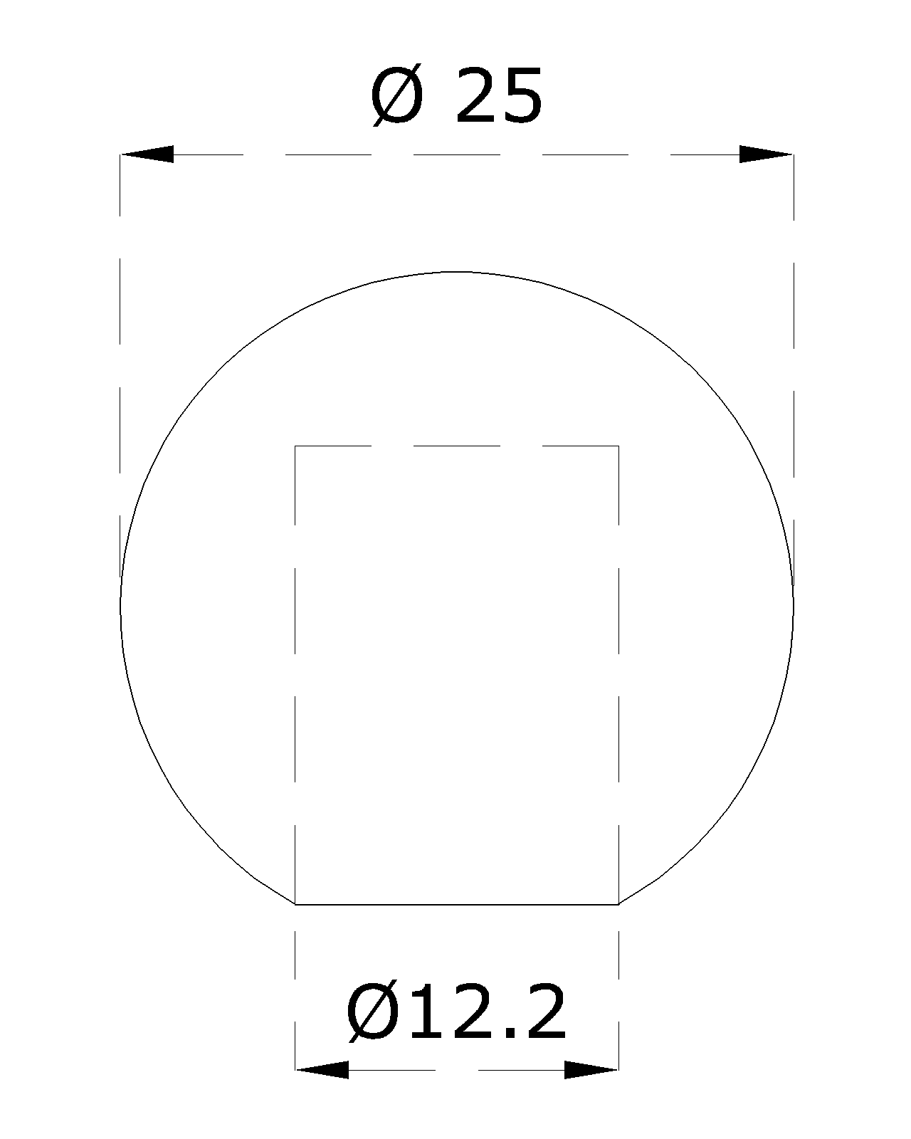 Guľa koncová ø 25 mm na trubku ø 12 mm, leštená AISI 304