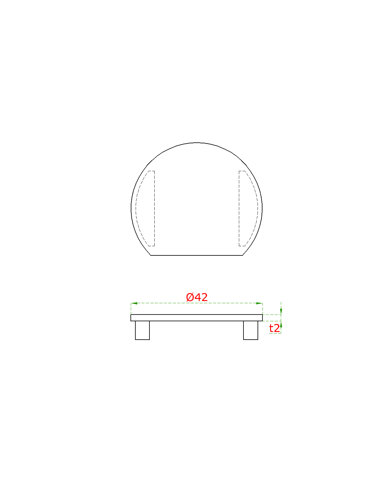 Ukončenie 42,4 mm na madlo AL-HM42-2.5/AL-HM42-5, hliník
