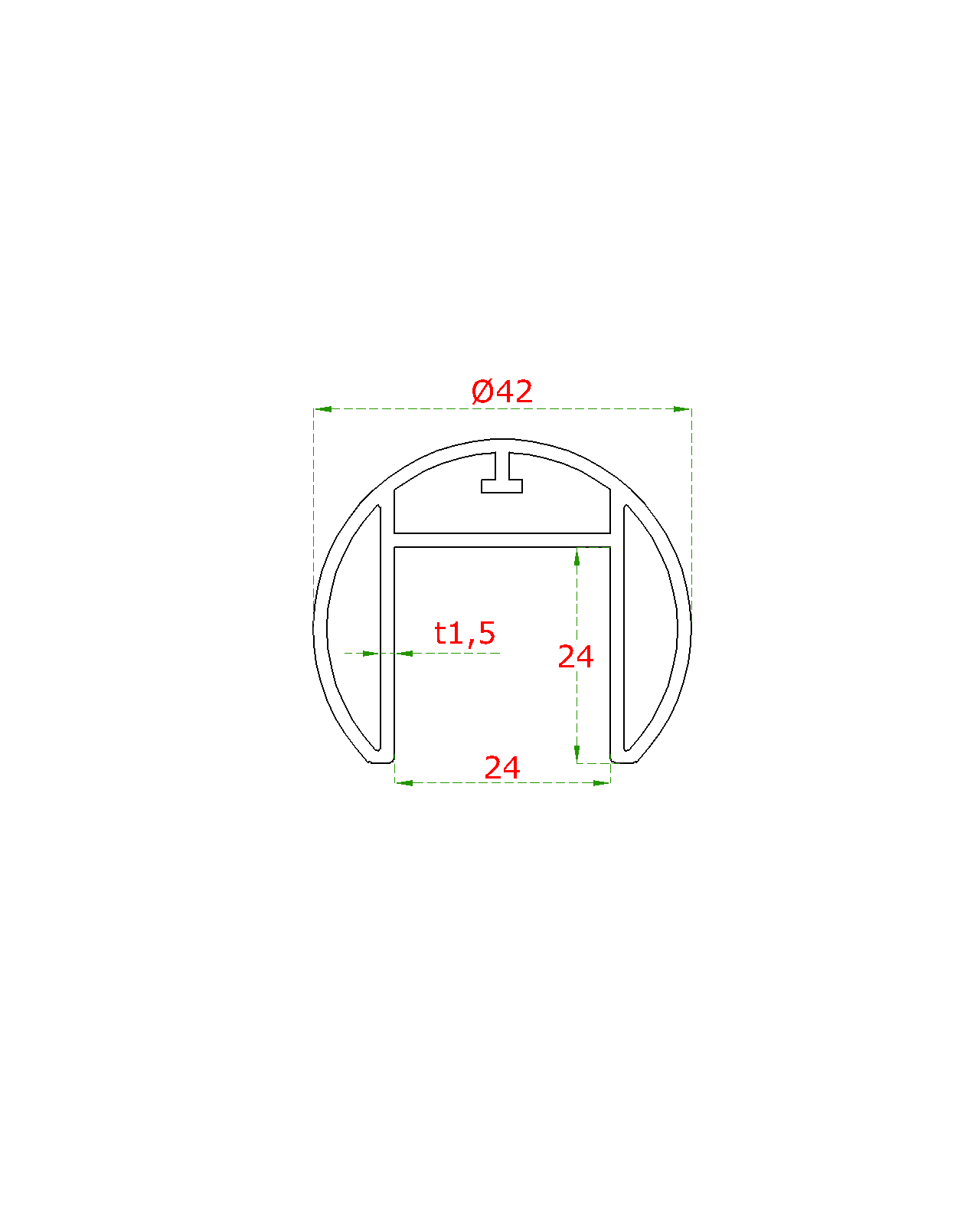 Madlo ø 42,4 x 5000 mm, sklo 8 - 17,5 mm, bez úpravy