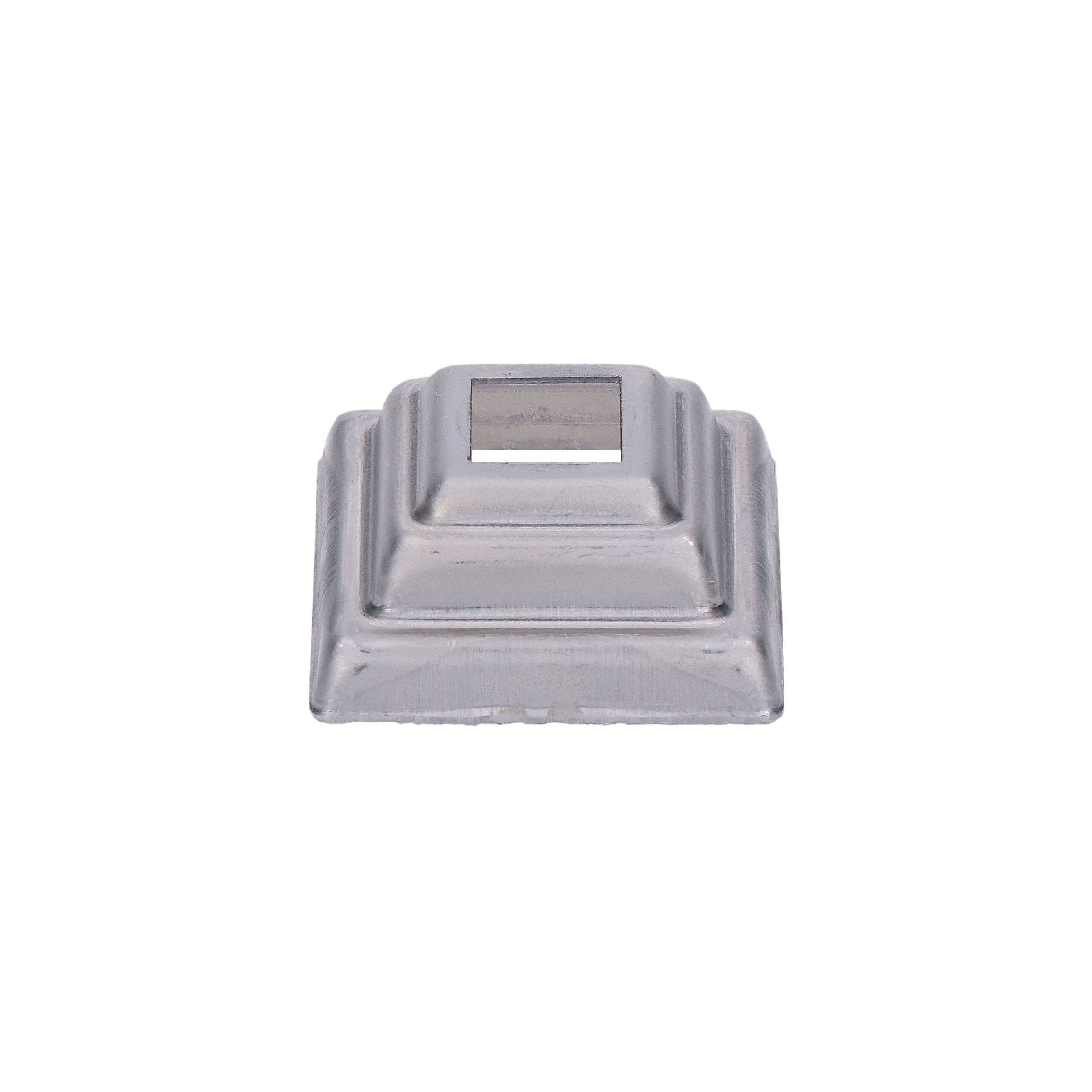 Krytka plechová 44 x 44 x 20 mm, diera 14 x 14 mm, výlisok