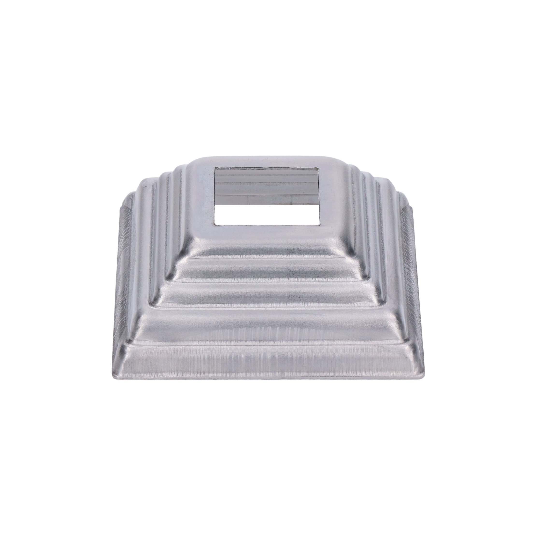 Krytka plechová, 80 x 80 x 29 mm, diera 27 x 27 mm, výlisok