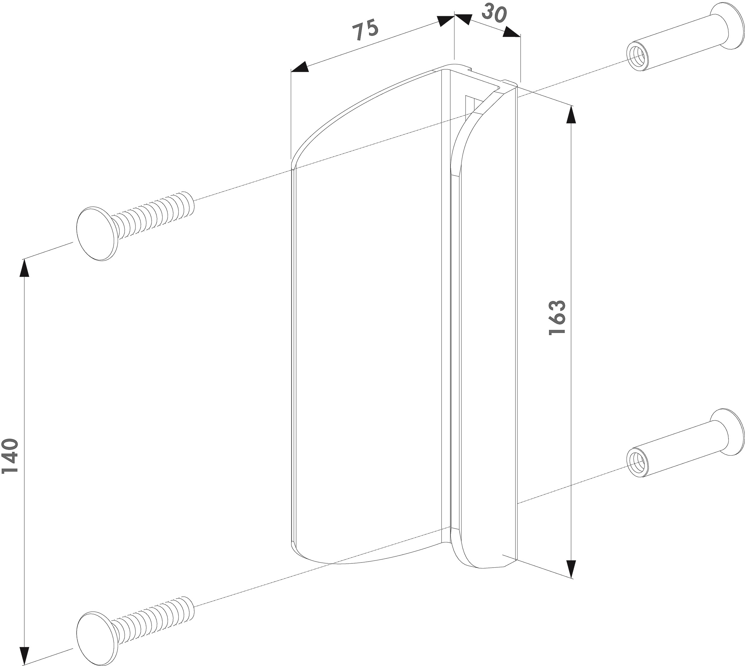 Hliníkové madlo pre krídlové brány, farba RAL 9005