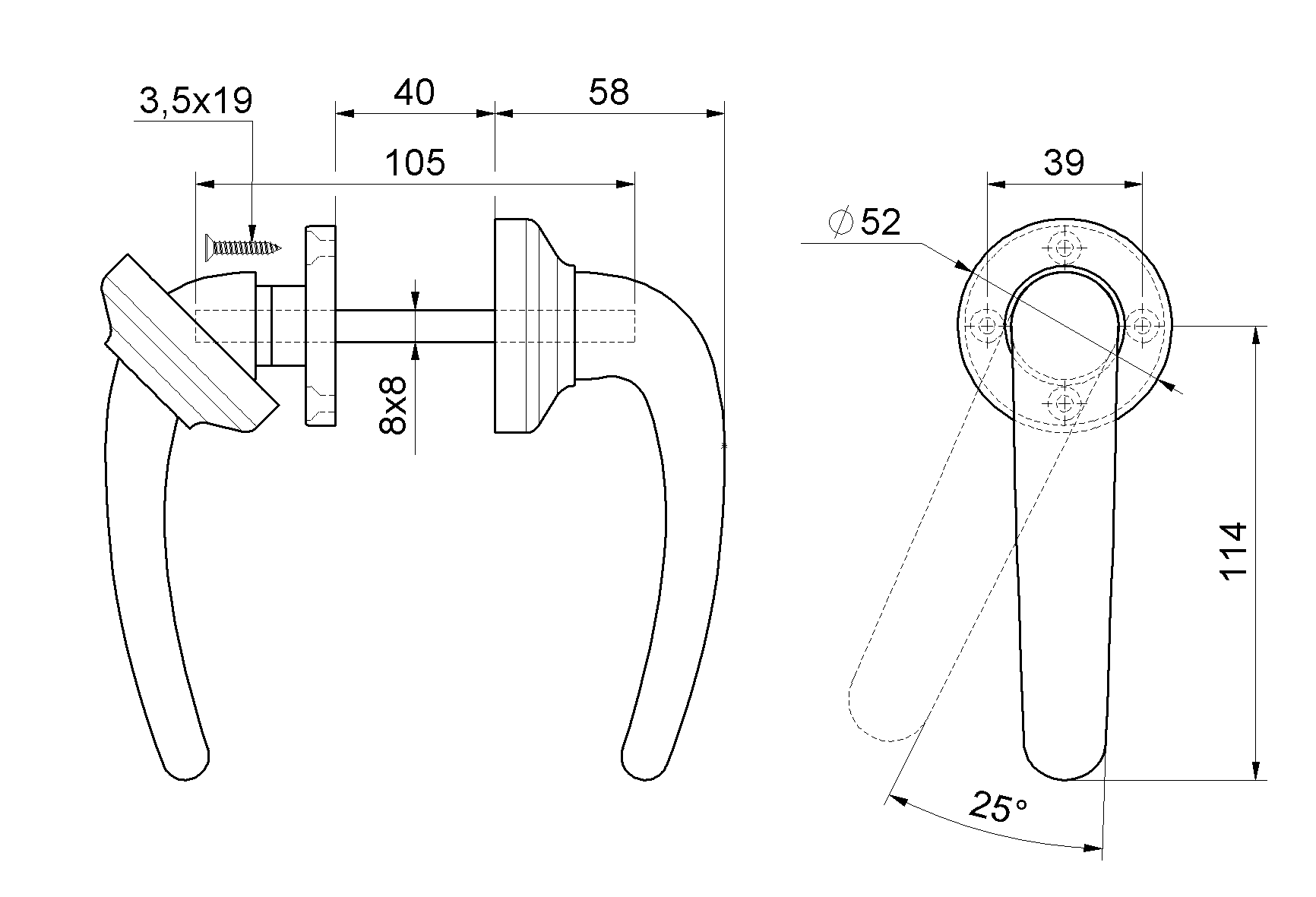 Kľučka polyamidová, na profil 40 mm