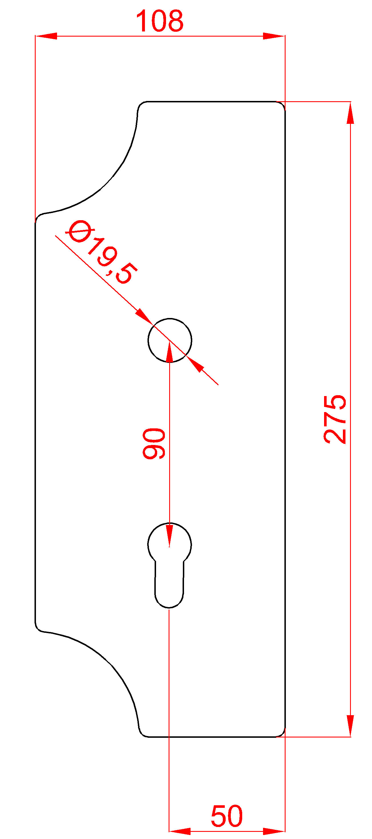 DOPREDAJ štít 275 x 108 x 3 mm, ľavý, pre ZM90/80