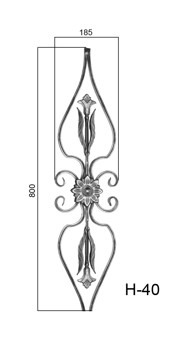 Tyč 16 x 8 mm, výplň 185 x 800 mm