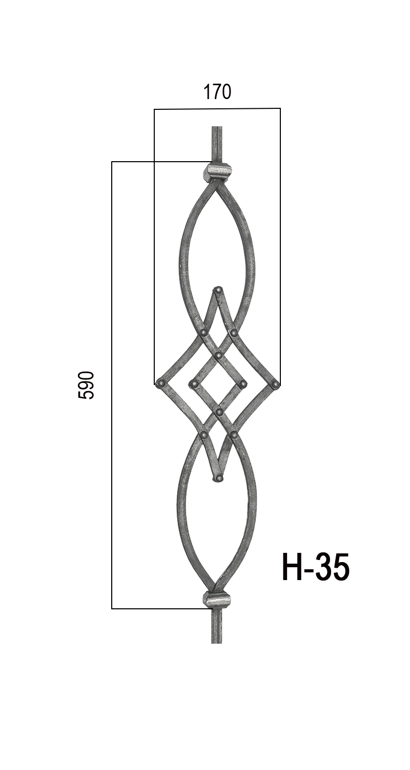 Tyč 12 x 12 mm, 970 x 170 mm