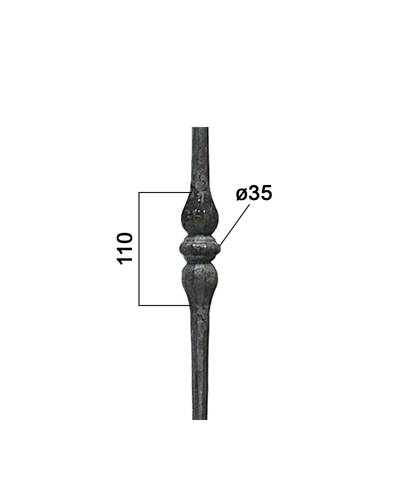 Tyč kruhová ø 14 mm, zdobená 1050 x 35 mm