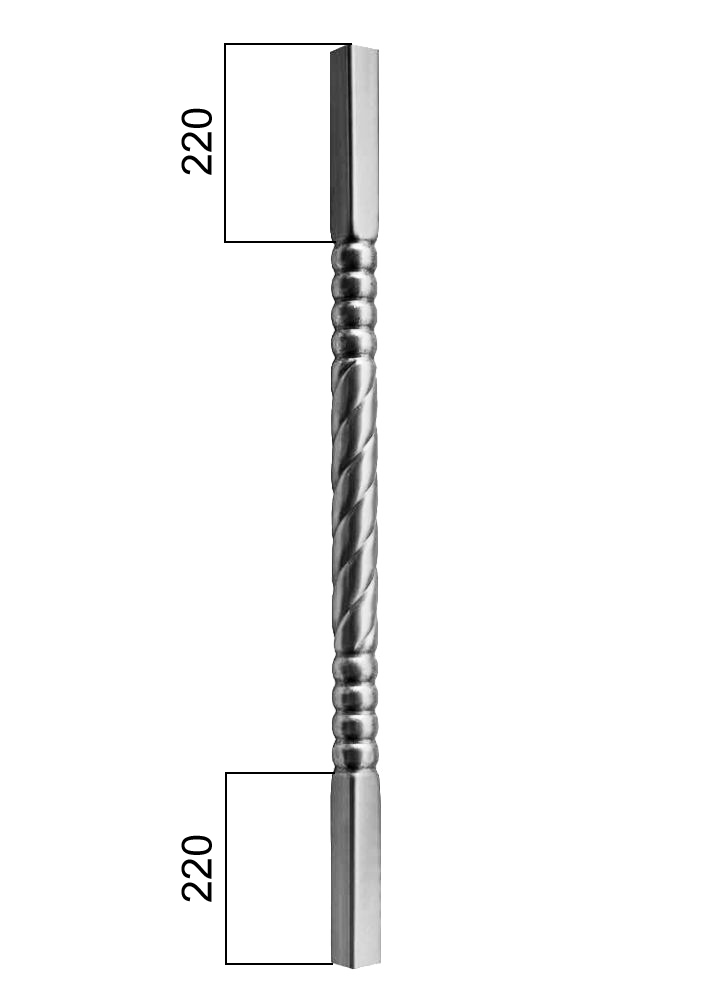 Tyč-rúrková 1000 mm so štvorcovou zakladňou 25 x 25 mm