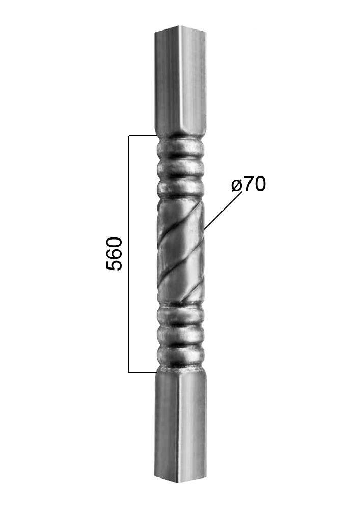 Tyč-rúrková 1200 mm so štvorcovou zakladňou 60 x 60 mm